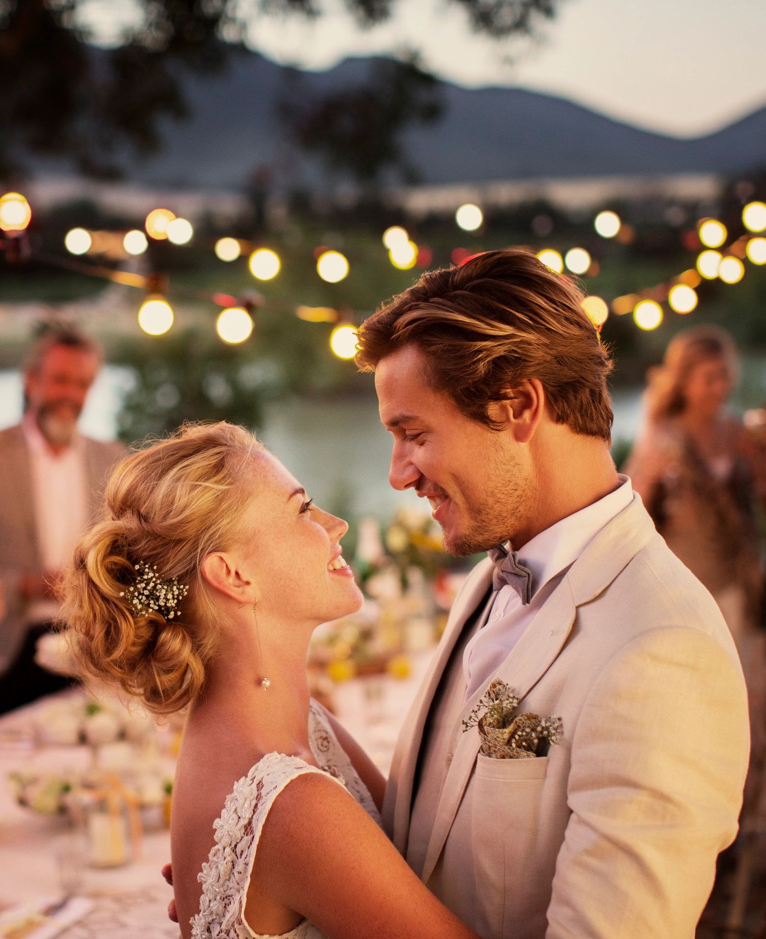 Couple dancing in a garden